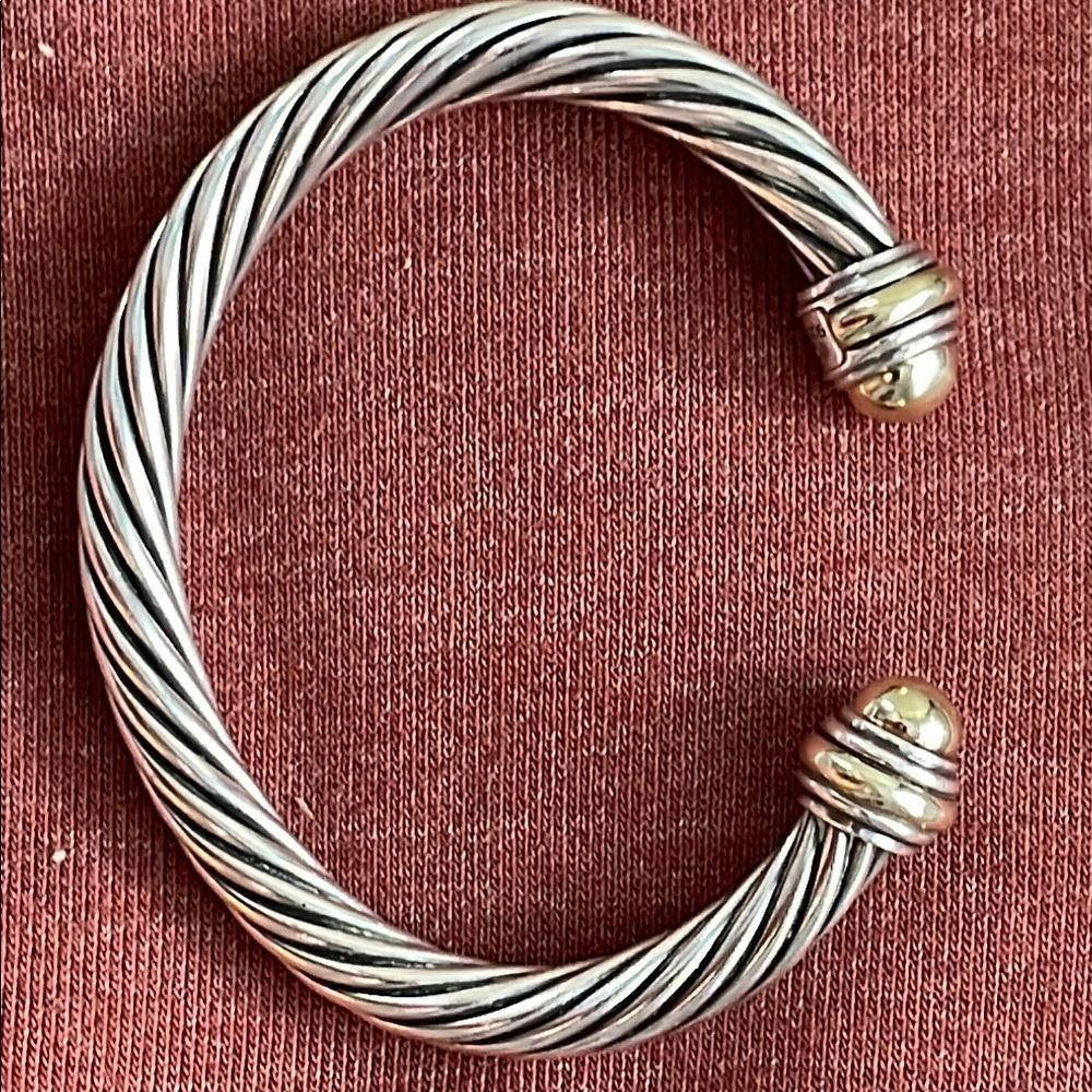 David Yurman Silver and Gold-Tone Twisted Bracelet - Picture 5 of 10